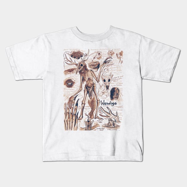 EgertronPuck's Wendigo Anatomy Illustration Kids T-Shirt by Ballyraven